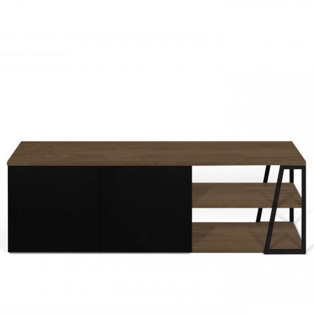 Meuble TV design ALBI en bois noyer/noir